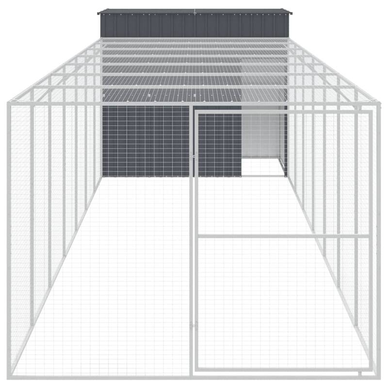 vidaXL Dog House with Run Light Gray/Anthracite multisize Galvanized Steel