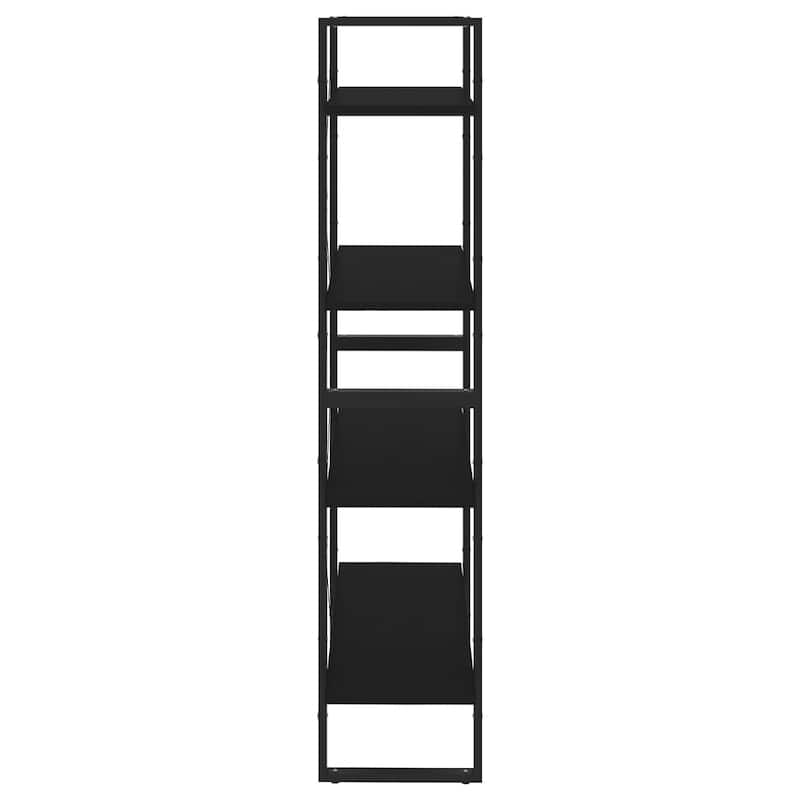 vidaXL 4-Tier Book Cabinet Black 31.5"x11.8"x55.1" Solid Pine Wood
