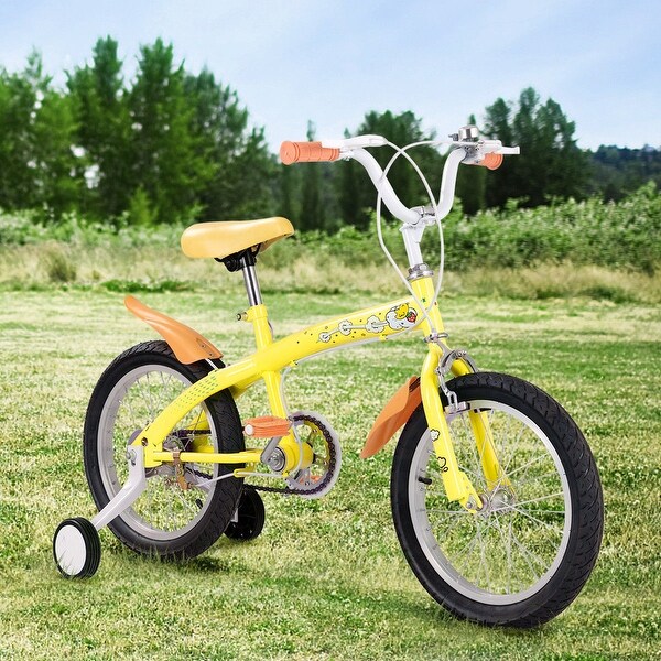yellow bike with training wheels