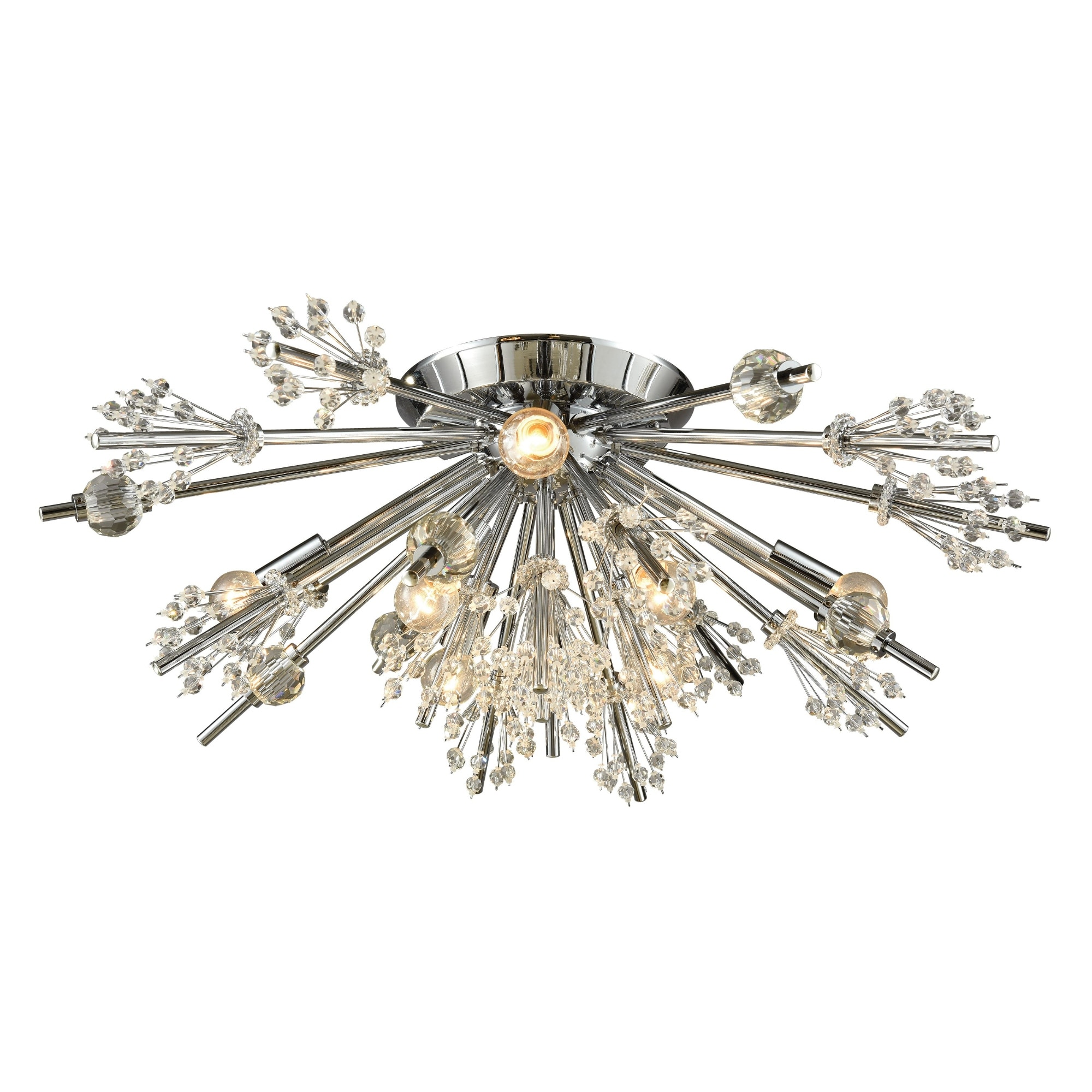 8-Light Starburst Semi Flush Mount Ceiling Light Fixture - 26" - Polished Chrome
