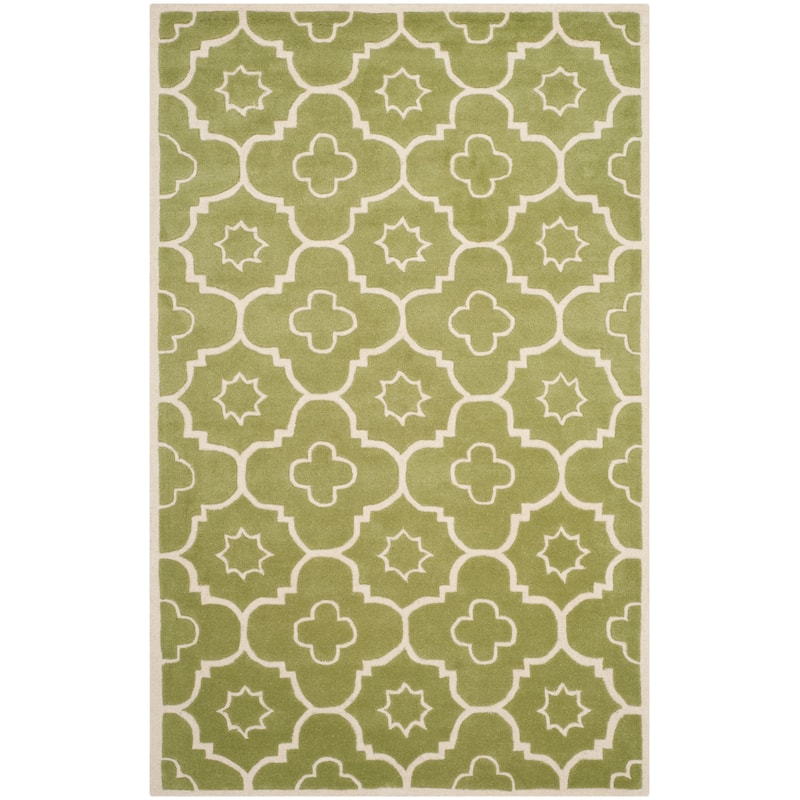 SAFAVIEH Handmade Chatham Franziska Modern Wool Rug - 5' x 8' - Green/Ivory