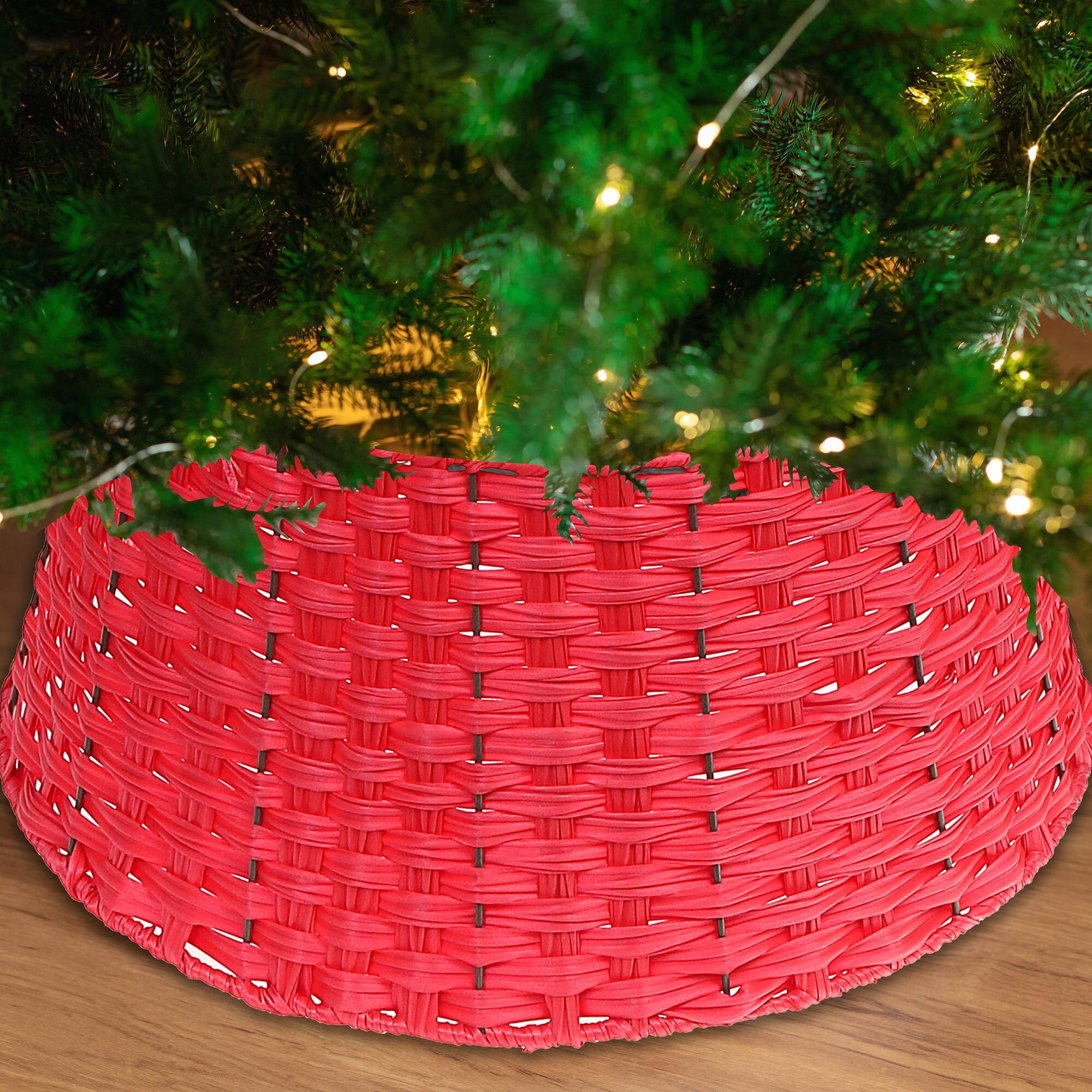 Christmas Basketweave Tree Collar Red Bed Bath & Beyond 38431498