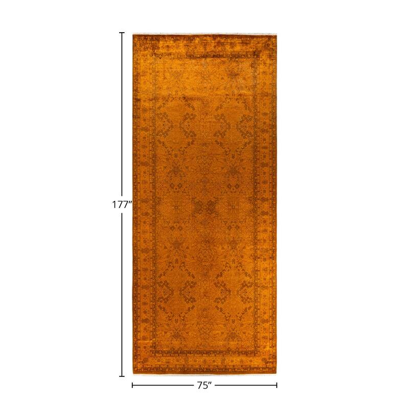 Fine Vibrance, One-of-a-Kind Hand-Knotted Area Rug - Orange, 6' 3" x 14' 9" - 6' 3" x 14' 9"