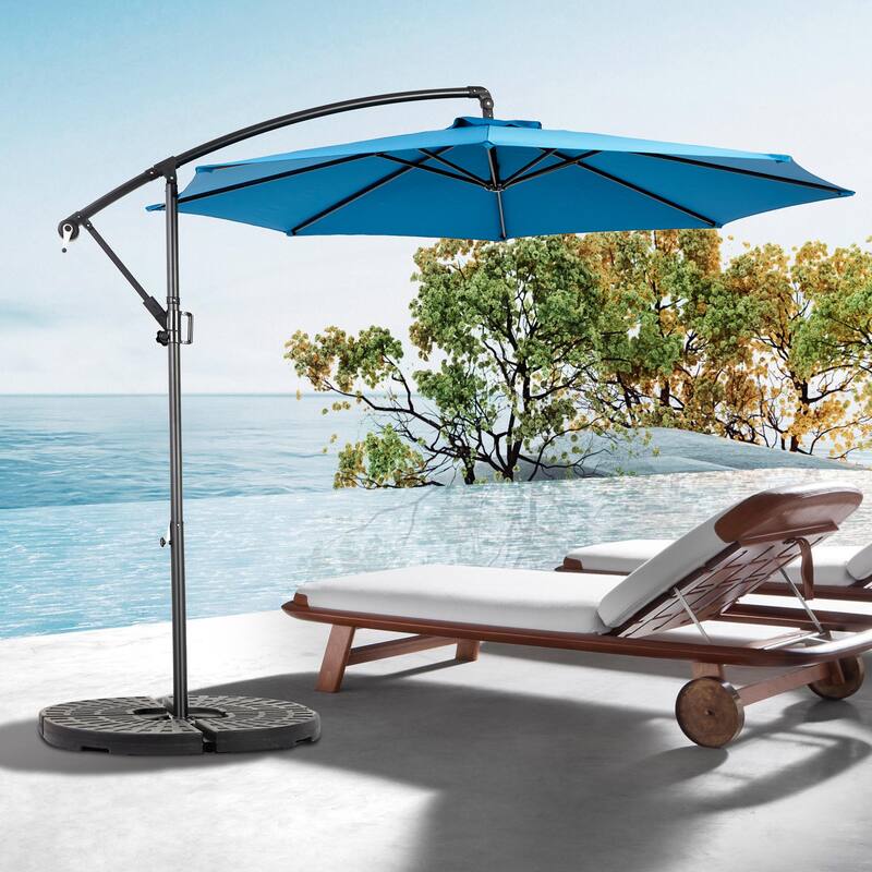9.64 ft. Steel Market Outdoor Patio Umbrella with 8 Ribs, Offset Hanging Umbrella with Easy Tilt Adjustment