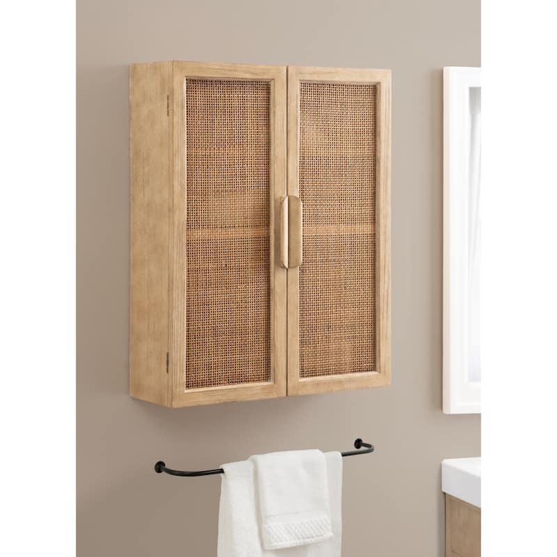 Kate and Laurel Ori Rattan 2-Door Wall Cabinet - 22x28