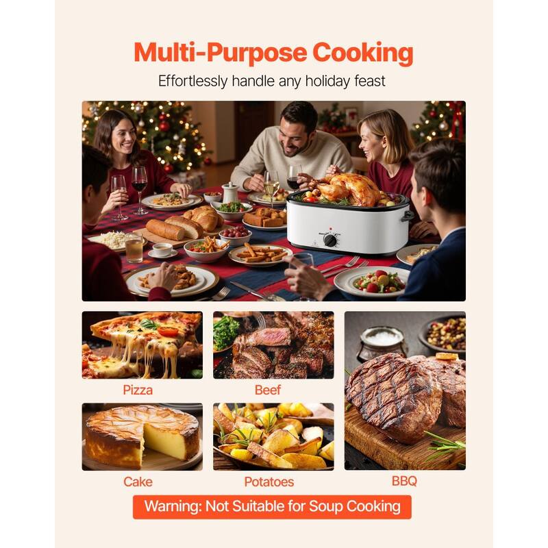 Black-Silver 26QT Electric Roaster Oven with Self-Basting Lid and Rack - 23.23 x 15.67 x 13.58 inch