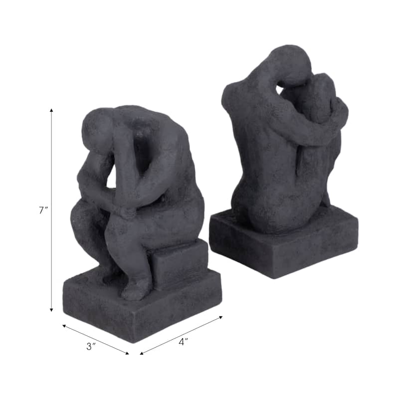 Decorative Abstract Human Figurine Bookends - Set of 2, 7"