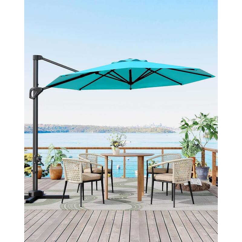 10FT Outdoor Cantilever Umbrella Patio Umbrella with 360-Degree Rotation