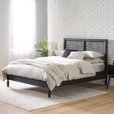 Rustic Queen Acacia Wood Bed with Strong Slats Support