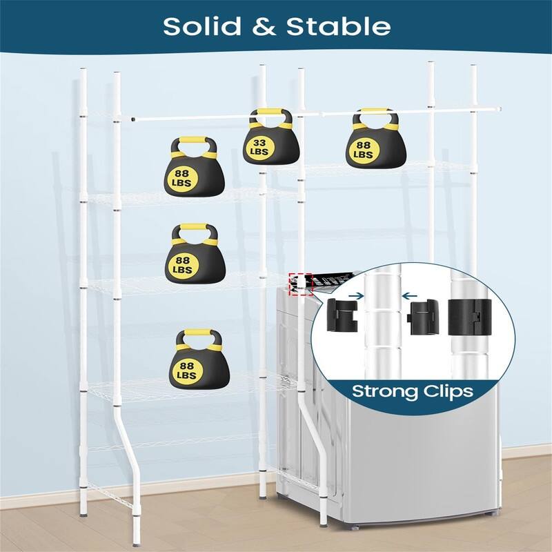 Over The Washer and Dryer Storage Shelf - 21.3"D x 65.4"W x 77.2"H