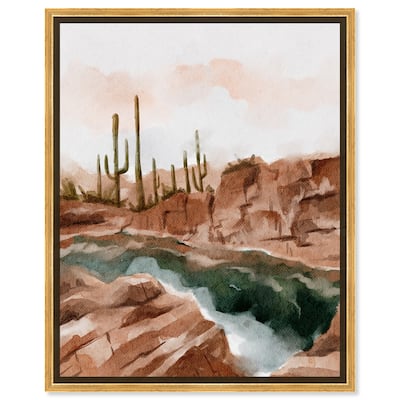 Art Remedy Hot Springs In June Framed Landscape 1 Piece Canvas Wall Art Watercolor Style