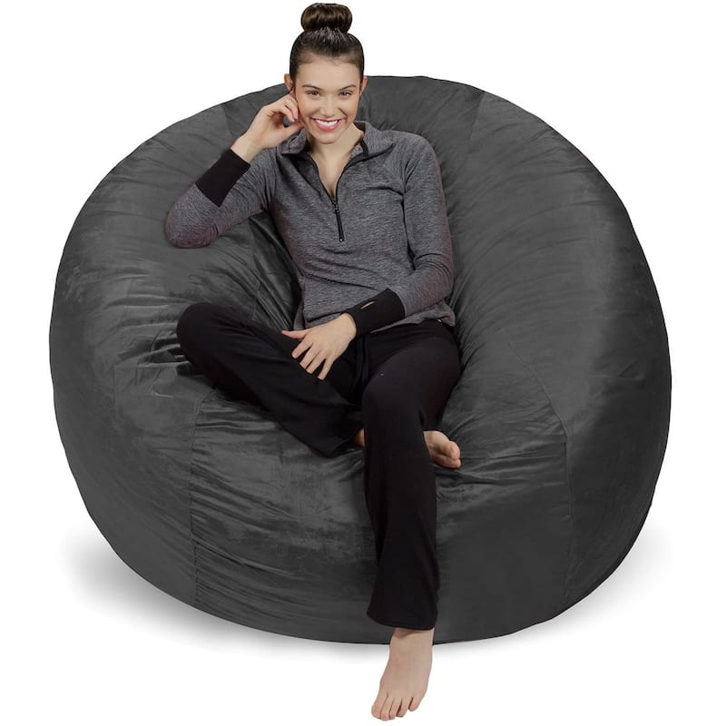 6-foot Memory Foam Bean Bag Chair - Charcoal