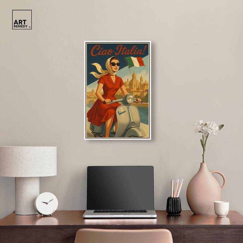 Scooter Italian Travel Canvas by Art Remedy