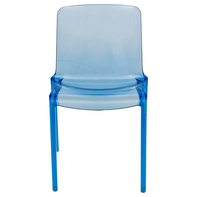 Stackable Acrylic Dining Chair Modern Full Back Transparent Accent Side Chair - Height 32.25", Width 20.5", Depth 21".