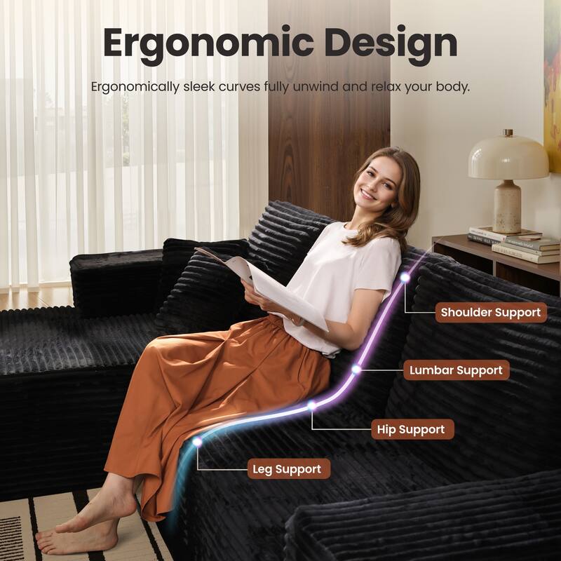 ​​OVIOS Lazy Chaise Lounge Sofa with Ottoman​