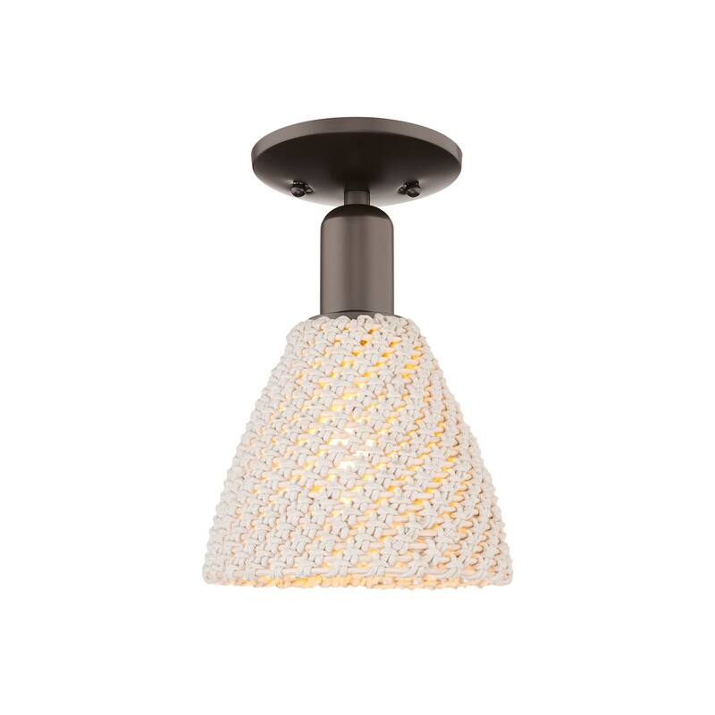 Innovations Lighting 716-1C-11-8 Natural Ballston Dome Semi-Flush - Oil Rubbed Bronze / Natural