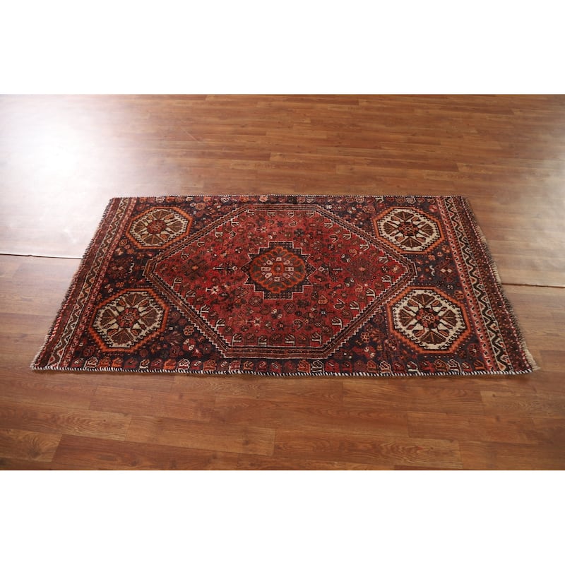 Tribal Geometric Shiraz Persian Vintage Area Rug Handmade Wool Carpet - 3'0"x 5'7"