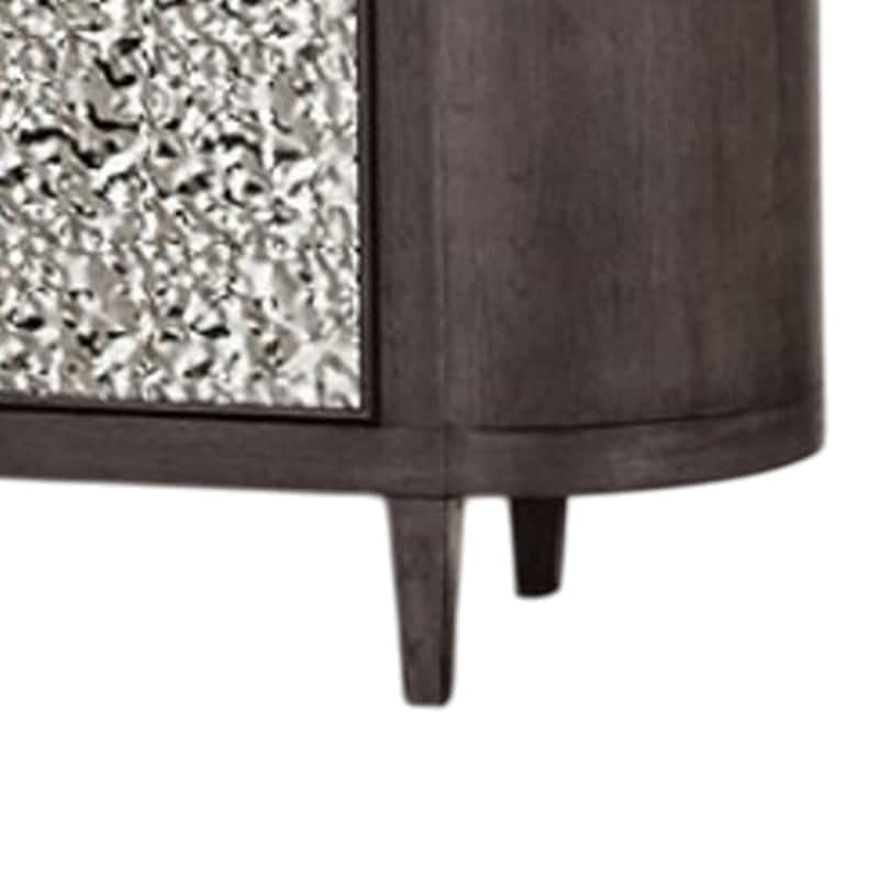 Zoko Sideboard Buffet Console, 2 Doors, Chrome, Ash Gray Wood 60 Inch
