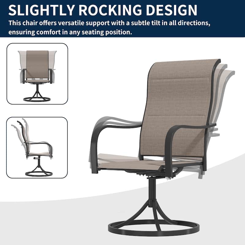 Clihome Outdoor 6 Piece Patio Textiliene Swivel Chair Dining Table Set