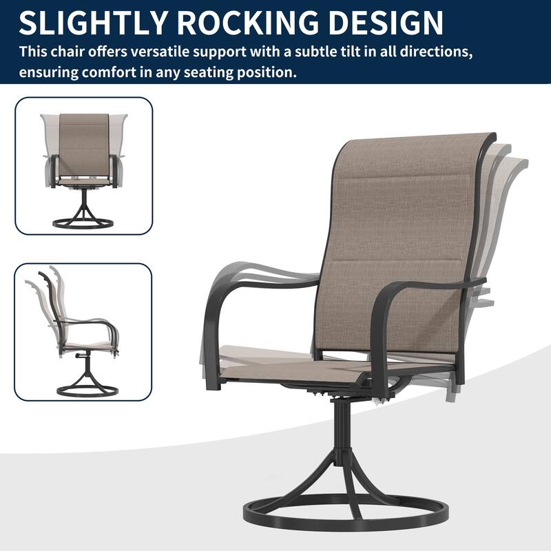 Clihome Outdoor 8 Piece Patio Textiliene Swivel Chair Dining Table Set