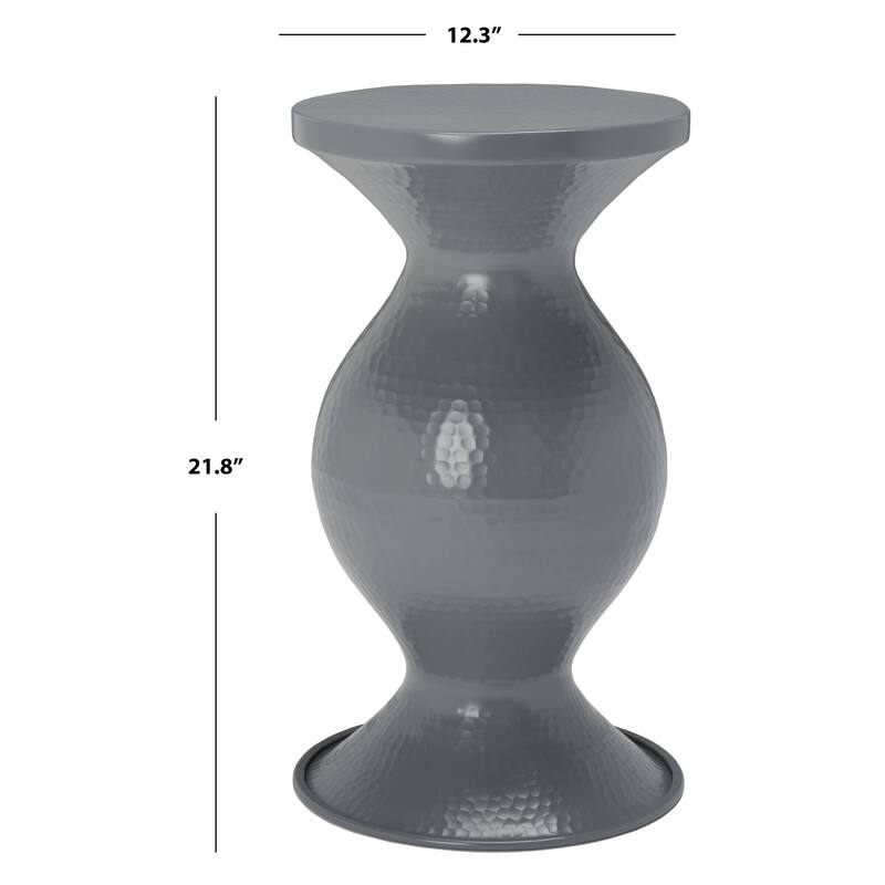 SAFAVIEH Gulen Small Hammered Stool Table - 12Wx12Dx22H - Dark Grey