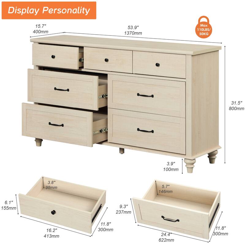 Kids Dresser with 7/8 Drawers for Bedroom, Wide Dresser for Kids Room