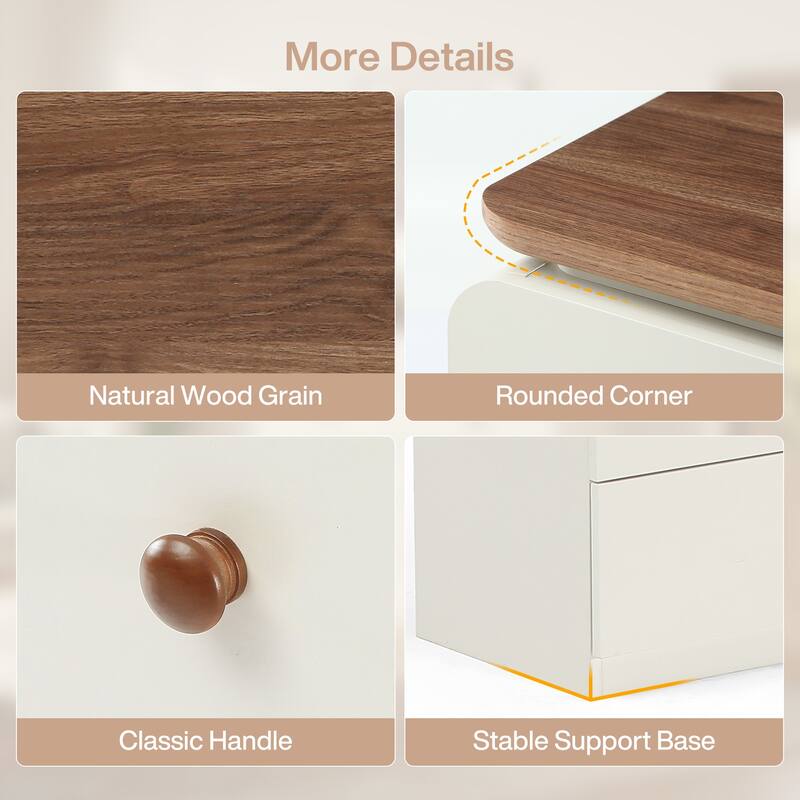 Farmhouse 5 Drawers Chest, 45-Inch Tall White Storage Cabinet