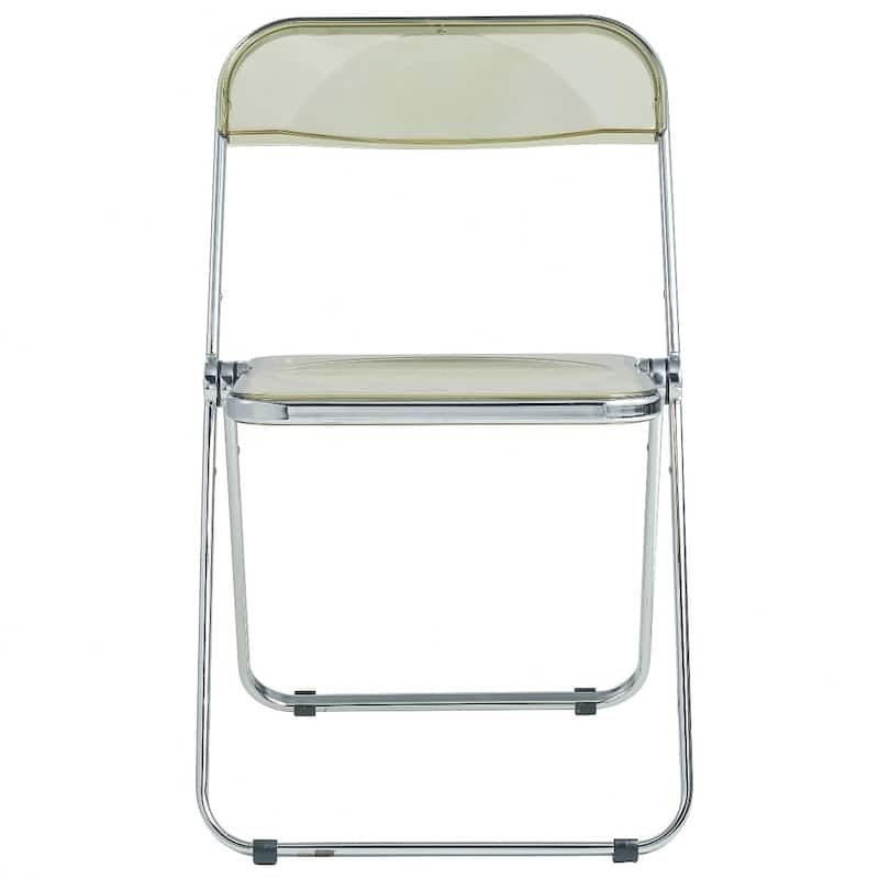LeisureMod Lawrence Acrylic Folding Dining Chairs and Dining Table Set