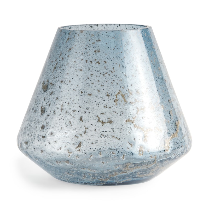 7" Blue Seeded Glass Round Table Vase - 7.80