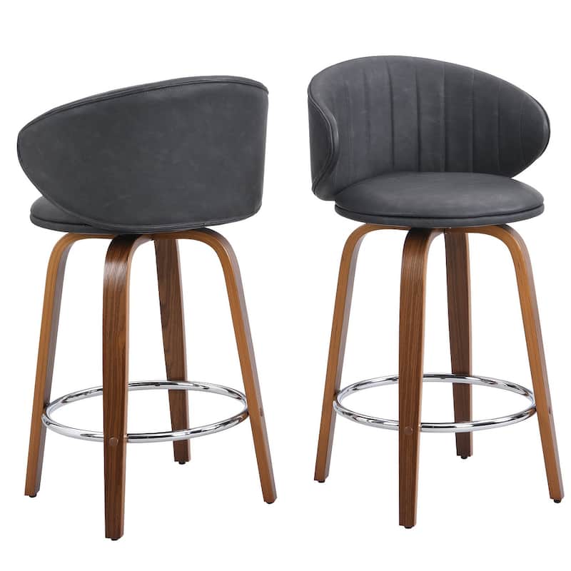 26 Inch Bentwood Bar Stools Swivel Counter Height Bar Stools