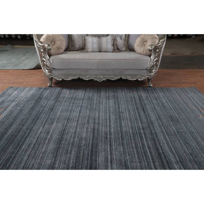 Hand Knotted Oriental 100% Wool Carpet Tribal Animal Pictorial Greys & Charcoal Gabbeh Area Rug - 10' 0'' X 8' 2''
