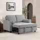 preview thumbnail 75 of 140, 3-in-1 Corduroy Sleeper Sofa Pull-Out Bed Convertible Adjustable Loveseat with USB Port Sofa - Light Grey