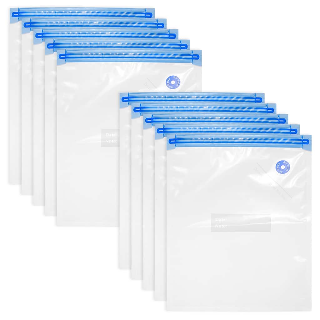 10pcs Sous Vide Bags Reusable Vacuum Food Storage Zipper Bags 28cm x 22cm - White