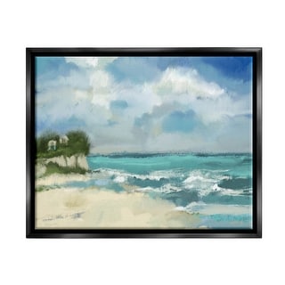 Stupell Abstract Ocean Waves Sky Framed Floater Canvas Wall Art, Design ...