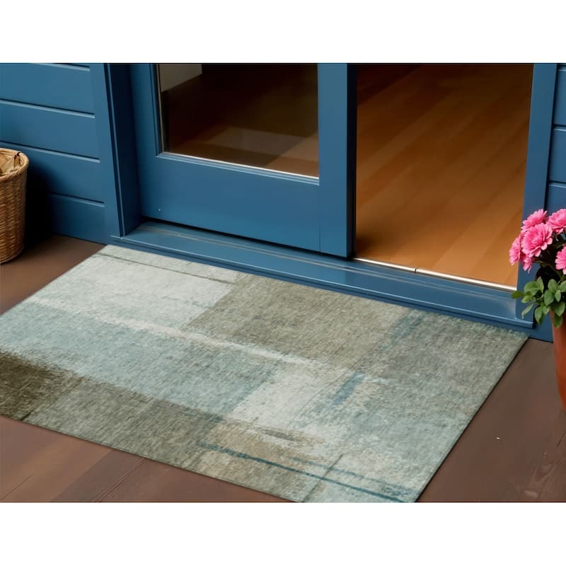 HomeRoots Abstract Transitional Rectangle Outdoor Rug - 3' x 5'