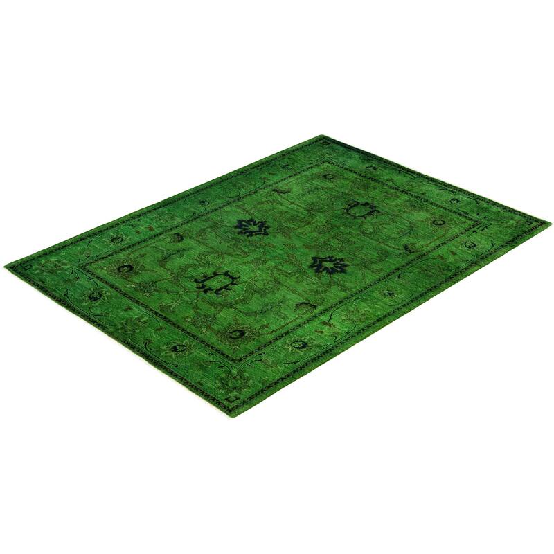 Overdyed One-of-a-Kind Hand-Knotted Area Rug - Green - 4' 9" x 6' 7"