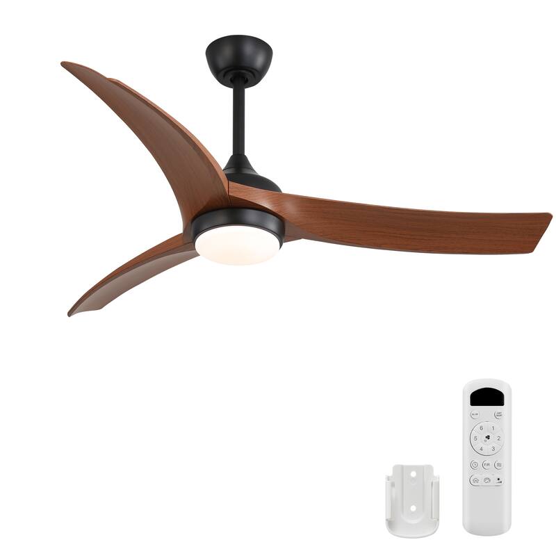 52 Inch Black Ceiling Fan with Light - Black