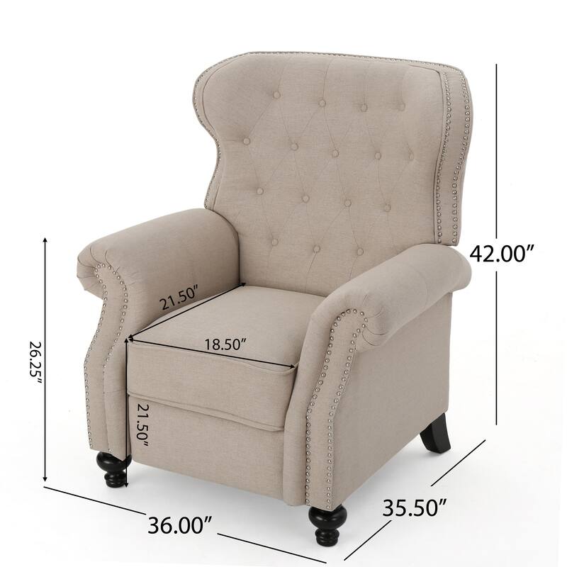 Contemporary Tufted Push Rack Recliner with Nailhead Decoration for Primary Living Space
