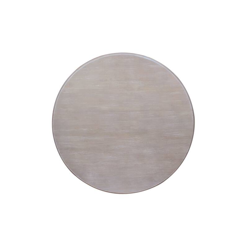 Solid Wood Round Pedestal Table in Washed Gray Taupe