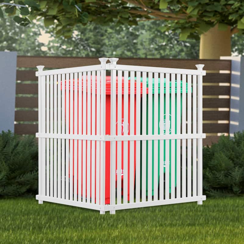 Privacy Screen Panels Kit Air Conditioner Trash Can Enclosure Vinyl White Color