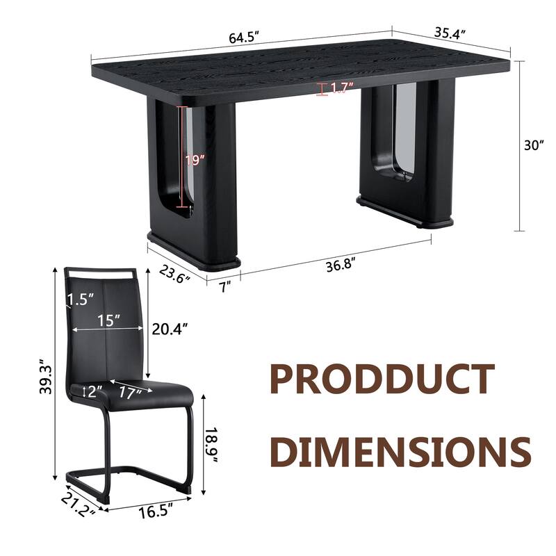 Set of 5 Piece Dining Table and Chair Set MDF Top with Glass Insert PU Seats Arched Metal Legs