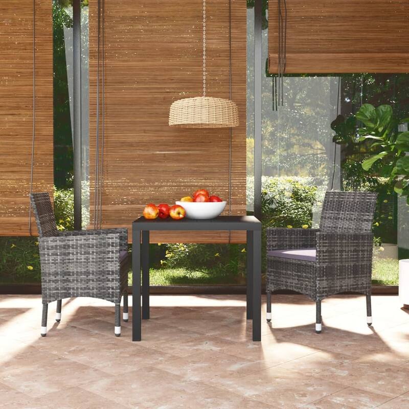 vidaXL Patio Dining Set with Cushions Poly Rattan