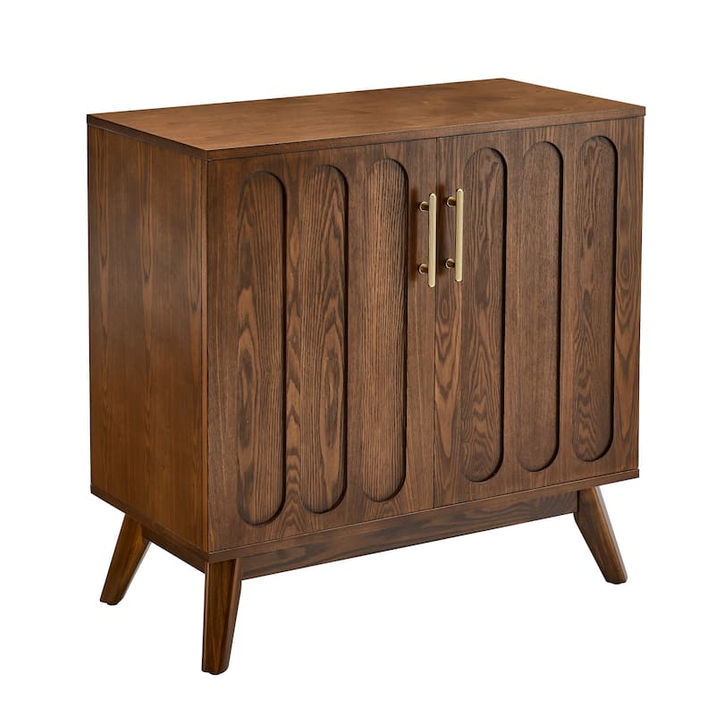 Anmytek Mid Century Modern Cabinet Double Door Storage Vintage Entryway Living Room