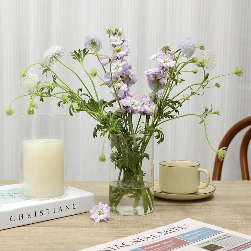 Clear Glass Cylinder Vases Ribbed Bud Vases Wedding Decor - United Kingdom