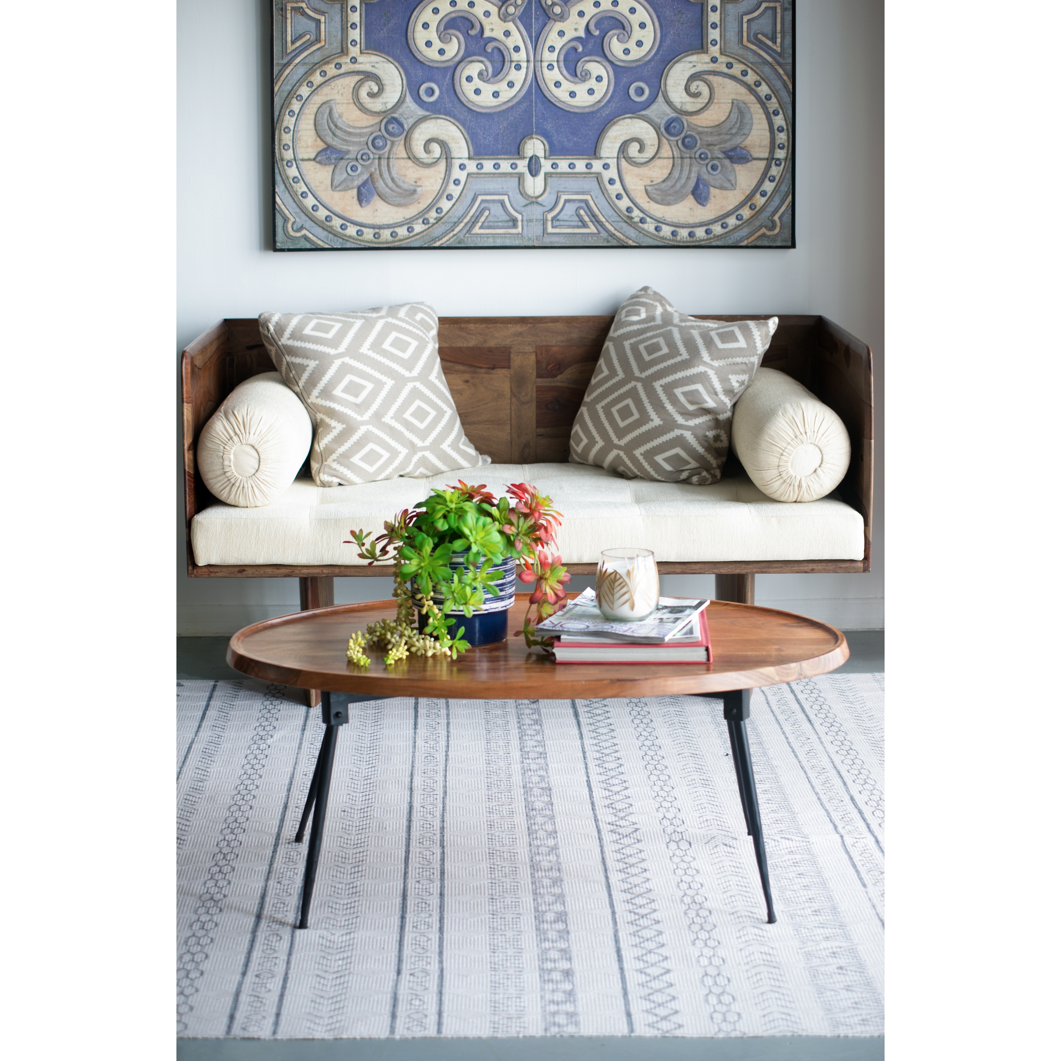 Living Room Stylish Coffee Table Console Table Hallway Table with Wood Top and Natural Finish Home Office Table Computer Table