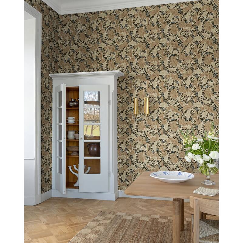 A-Street Prints Granville Apricot Leafy Vine Wallpaper