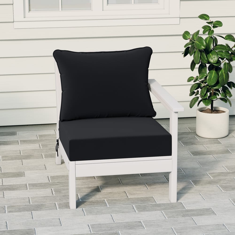 Birchwood All Weather HDPE Outdoor Patio Deep Seating White Right Arm Facing Chair With Cushions (1-Piece)