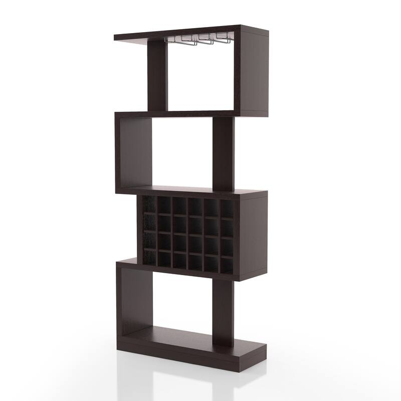 Transitional 4-tier Bar Cabinet with 24-bottle Wine Rack by Furniture of America