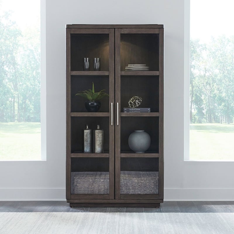 Liberty Furniture Cascade Falls Display Cabinet Dining Accent - Width 42" x Depth 18" x Height 78" - Width 42" x Depth 18" x Height 78" - Satin Espresso