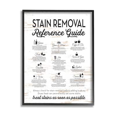 Stupell Farmhouse Laundry Room Stain Removal Reference Guide Framed Wall Art - Black